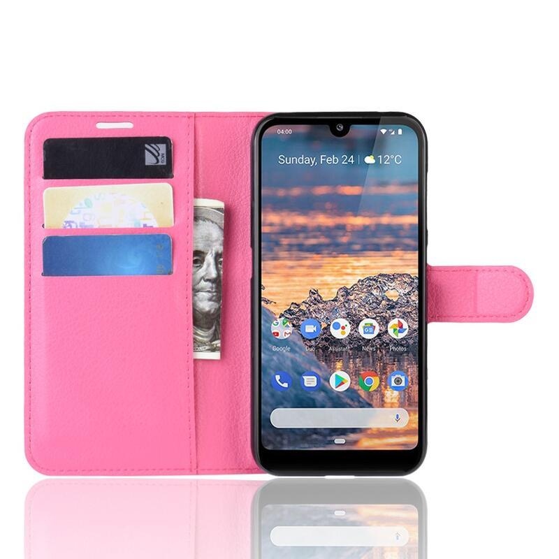 Litch PU kožené peněženkové pouzdro na mobil Nokia 4.2 - rose