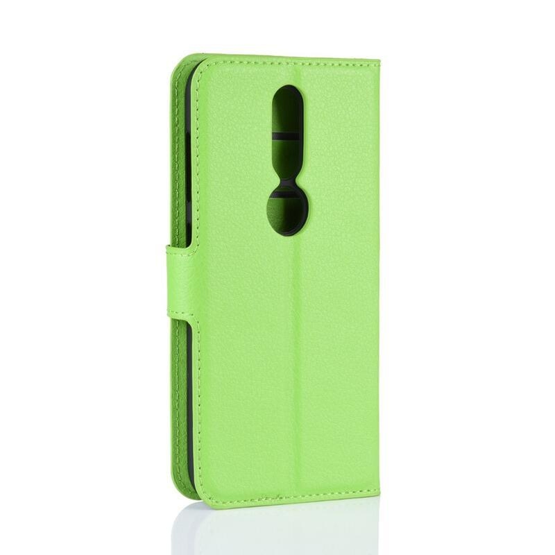Litchi PU kožené peněženkové pouzdro na mobil Nokia 4.2 - zelené
