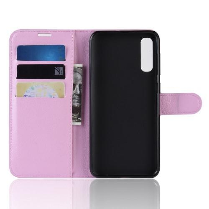 Litch PU kožené peněženkové pouzdro na Samsung Galaxy A50 / A30s - růžové