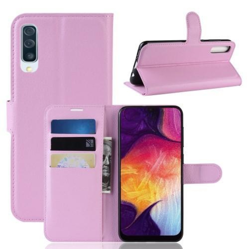 Litch PU kožené peněženkové pouzdro na Samsung Galaxy A50 / A30s - růžové