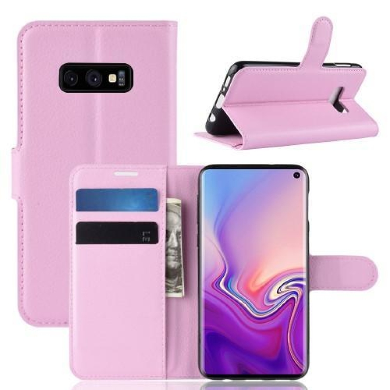 Litch PU kožené peněženkové pouzdro na Samsung Galaxy S10e - růžové