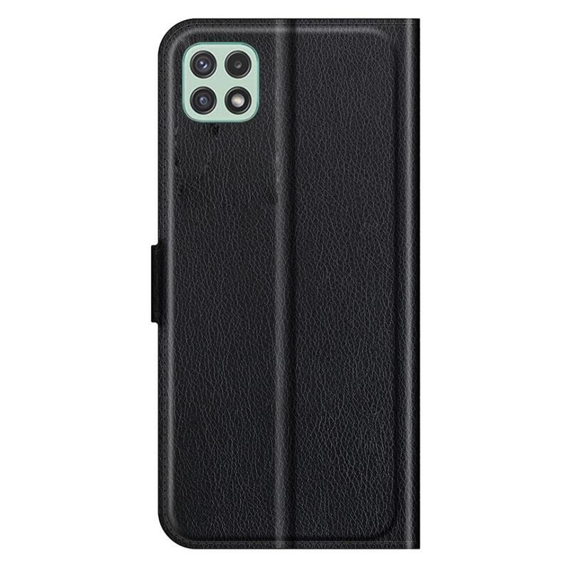 Litchi PU kožené peněženkové pouzdro pro mobil Samsung Galaxy A22 5G - černé