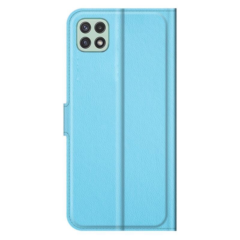 Litchi PU kožené peněženkové pouzdro pro mobil Samsung Galaxy A22 5G - modré