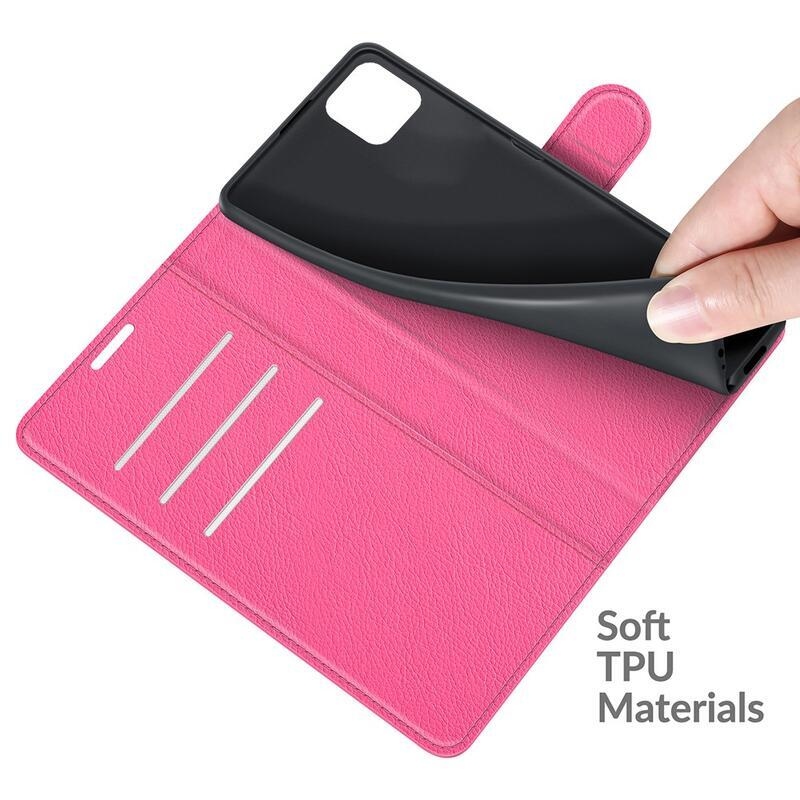Litch PU kožené peněženkové pouzdro pro mobil Samsung Galaxy A22 5G - rose