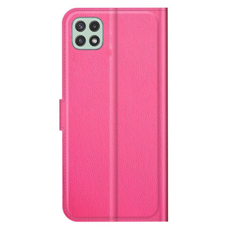 Litchi PU kožené peněženkové pouzdro pro mobil Samsung Galaxy A22 5G - rose