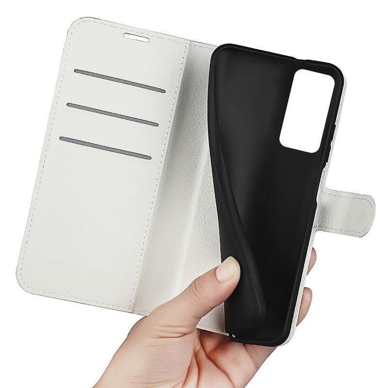 Litchi PU kožené peněženkové pouzdro pro mobil Xiaomi 12/12X - bílé