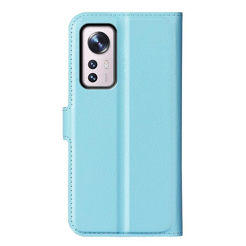 Litchi PU kožené peněženkové pouzdro pro mobil Xiaomi 12/12X - modré
