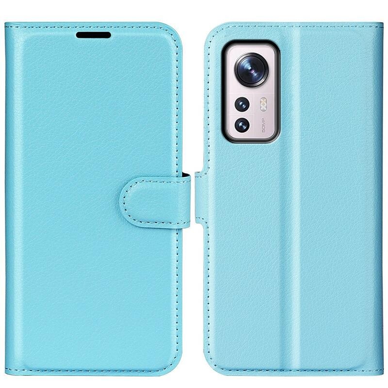 Litchi PU kožené peněženkové pouzdro pro mobil Xiaomi 12/12X - modré