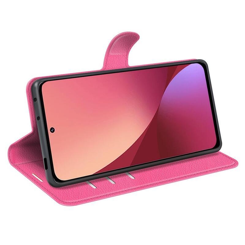 Litchi PU kožené peněženkové pouzdro pro mobil Xiaomi 12/12X - rose