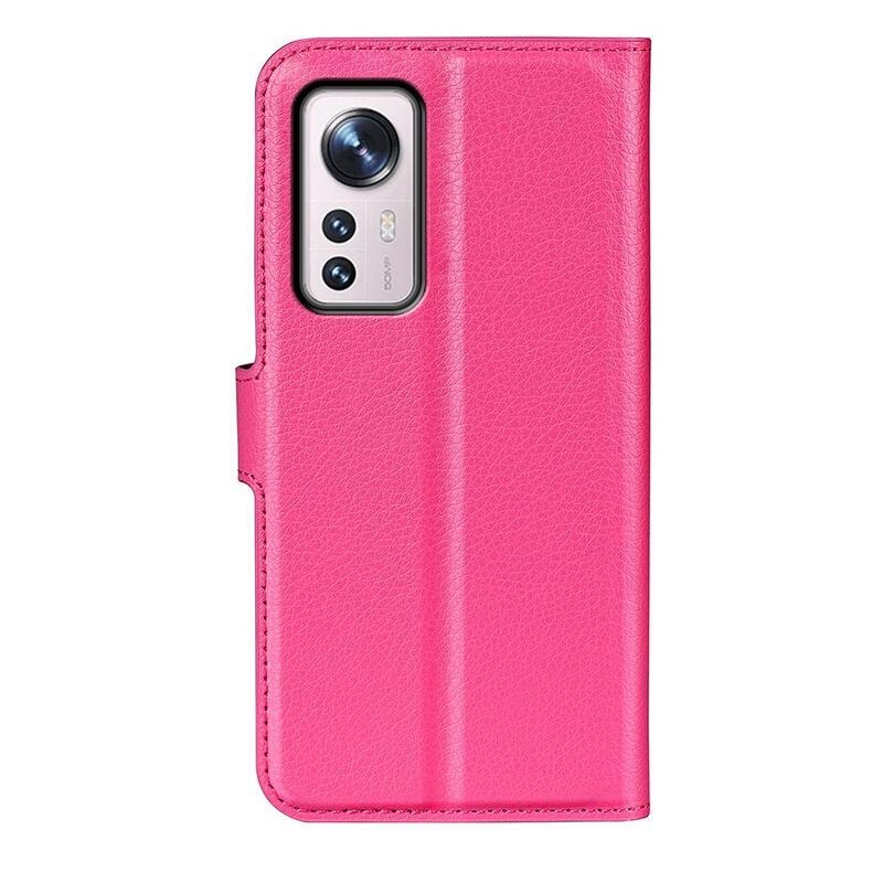 Litchi PU kožené peněženkové pouzdro pro mobil Xiaomi 12/12X - rose