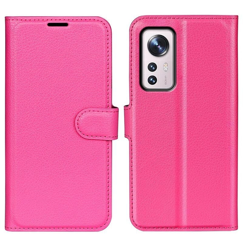 Litchi PU kožené peněženkové pouzdro pro mobil Xiaomi 12/12X - rose