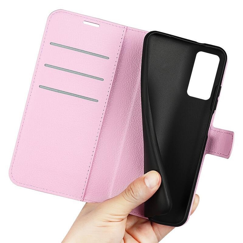 Litchi PU kožené peněženkové pouzdro pro mobil Xiaomi 12/12X - růžové