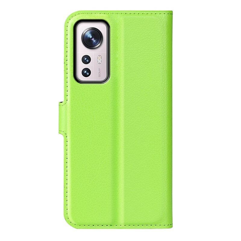 Litchi PU kožené peněženkové pouzdro pro mobil Xiaomi 12/12X - zelené