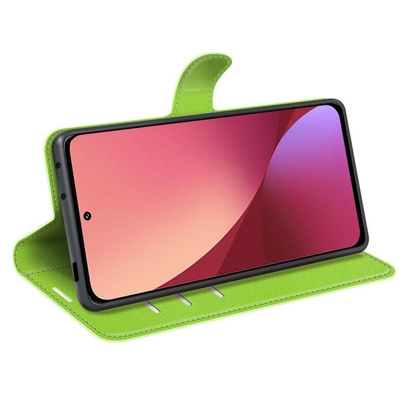 Litchi PU kožené peněženkové pouzdro pro mobil Xiaomi 12/12X - zelené