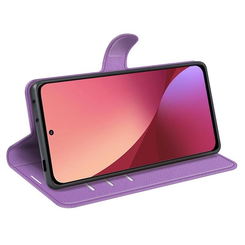 Litch PU kožené peněženkové pouzdro pro mobil Xiaomi 12 Pro - fialové