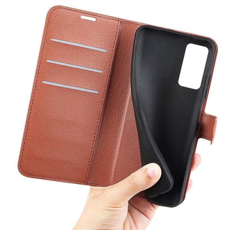 Litch PU kožené peněženkové pouzdro pro mobil Xiaomi 12 Pro - hnědé