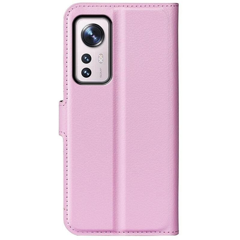 Litch PU kožené peněženkové pouzdro pro mobil Xiaomi 12 Pro - růžové