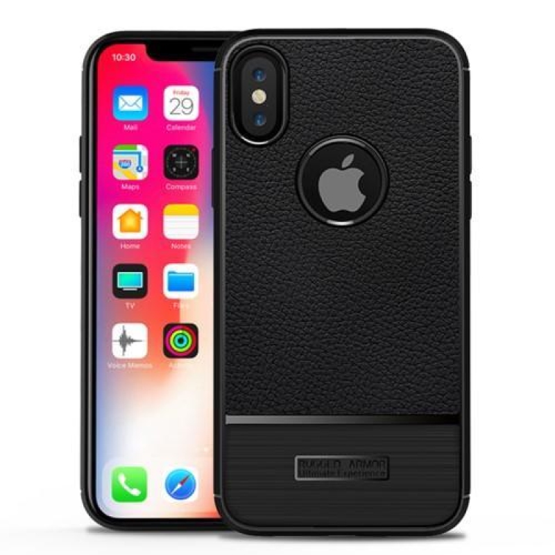 Litch texturovaný gelový obal na iPhone X - černý