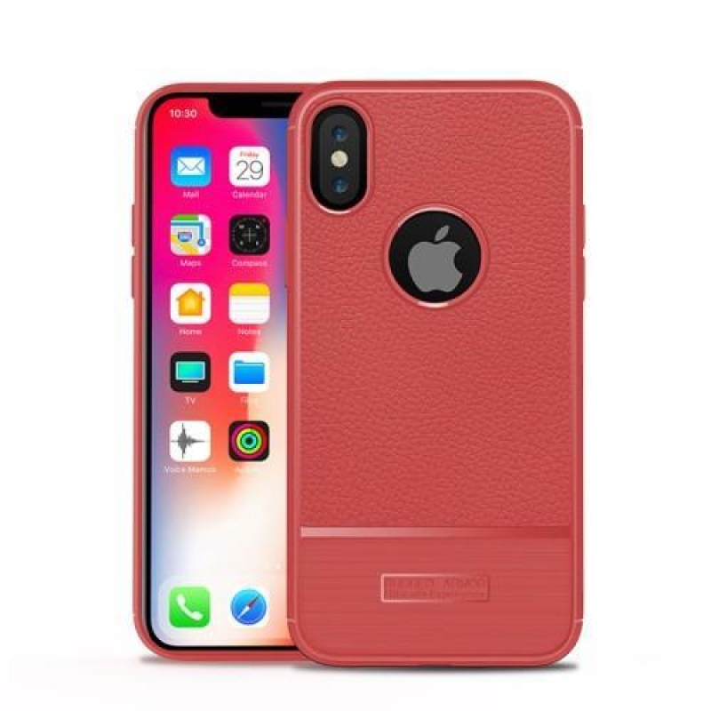 Litch texturovaný gelový obal na iPhone X - červený