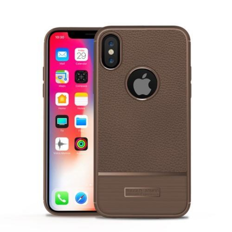 Litch texturovaný gelový obal na iPhone X - hnědý