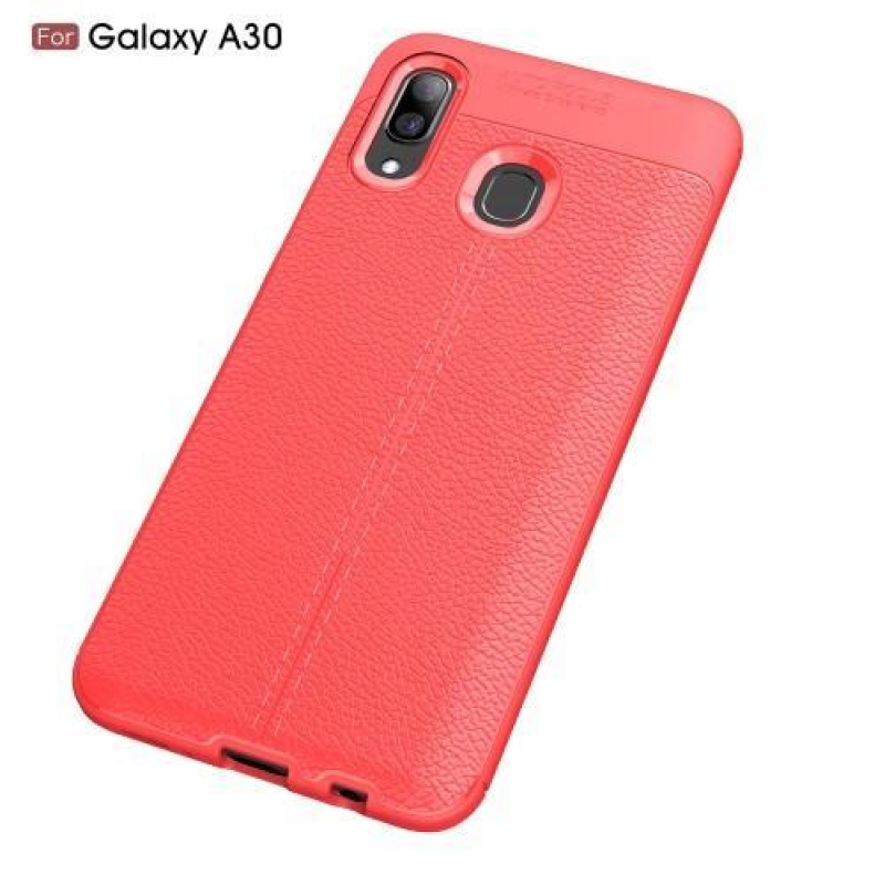 Litchi gelové odolné pouzdro na mobil Samsung Galaxy A30 - červené