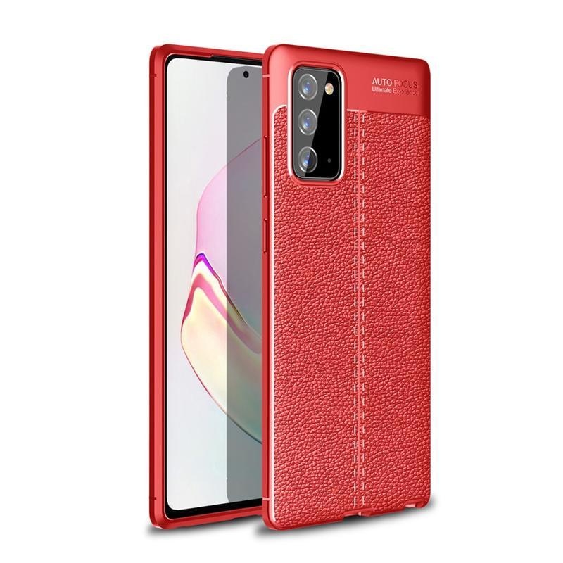 Litchi gelový odolný obal s texturou na mobil Samsung Galaxy Note 20/Note 20 5G - červený