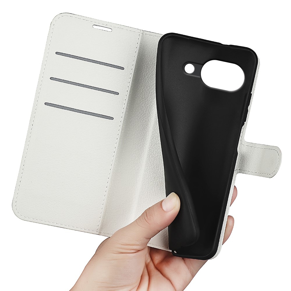 Litchi knížkové pouzdro na Google Pixel 10a - bílé