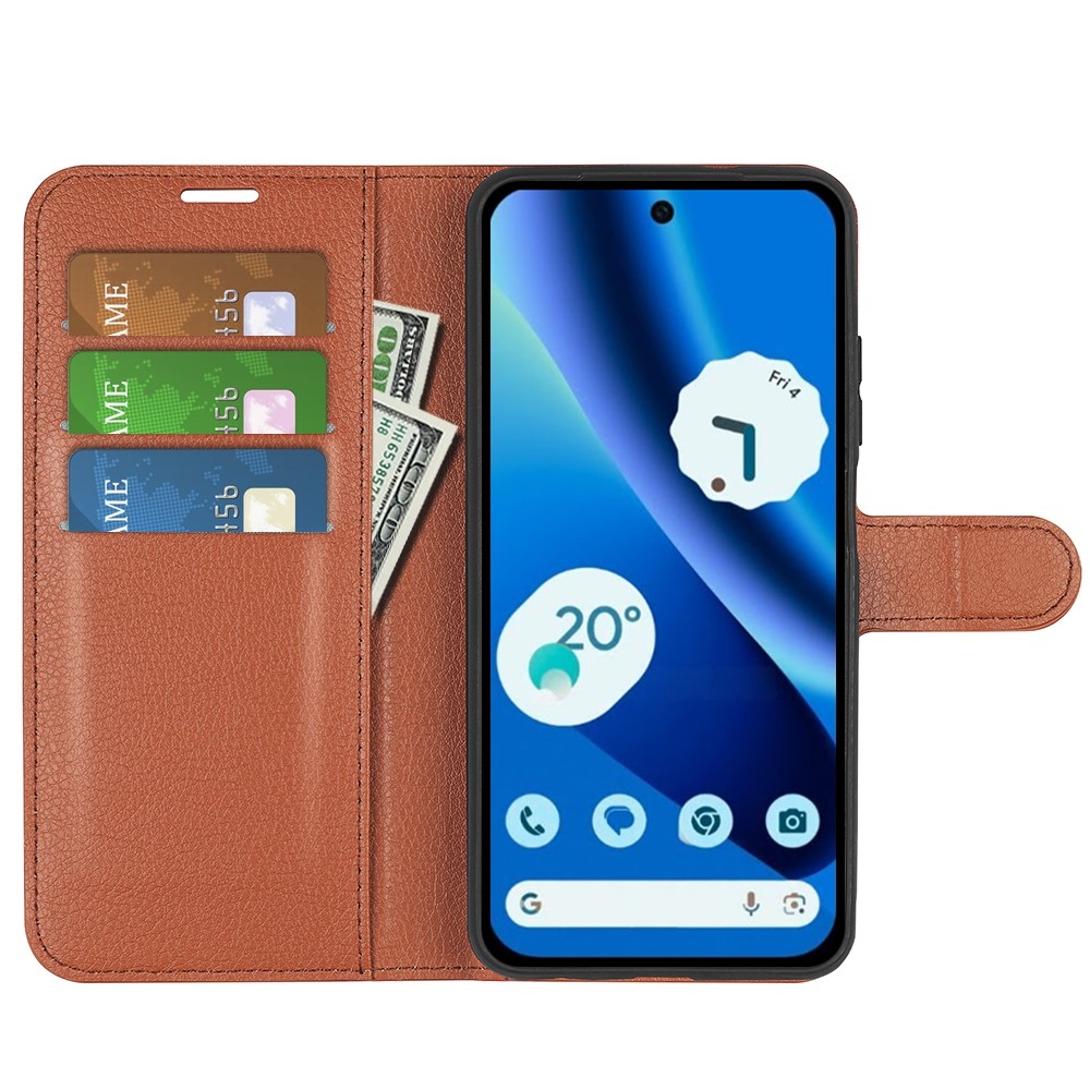 Litchi knížkové pouzdro na Google Pixel 10a - hnědé