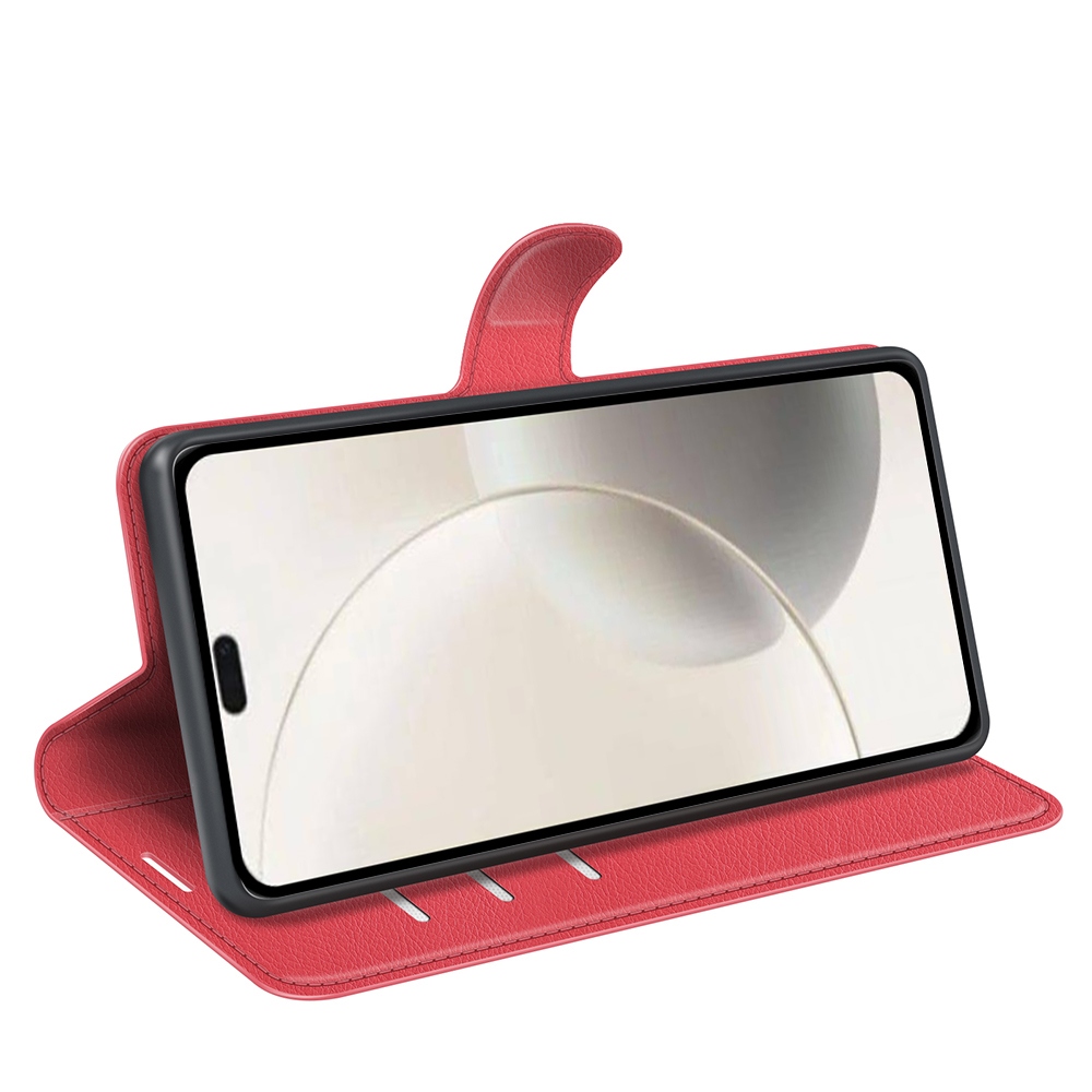 Litchi knížkové pouzdro na Honor 400 Smart 5G/4G/Honor X7d - červené