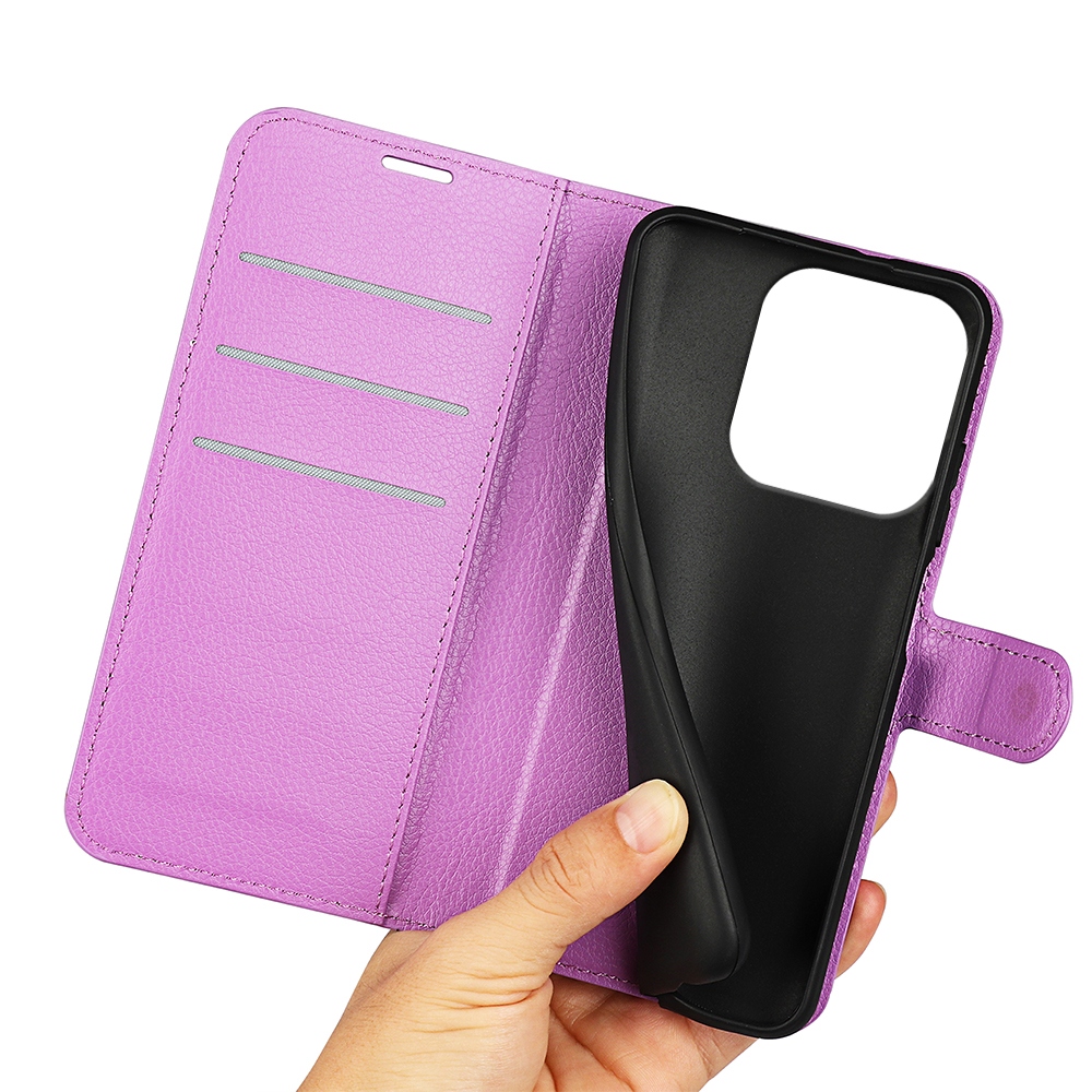 Litchi knížkové pouzdro na Honor 400 Smart 5G/4G/Honor X7d - fialové