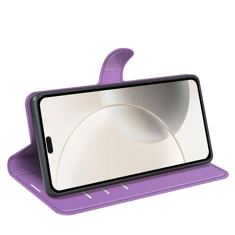 Litchi knížkové pouzdro na Honor 400 Smart 5G/4G/Honor X7d - fialové