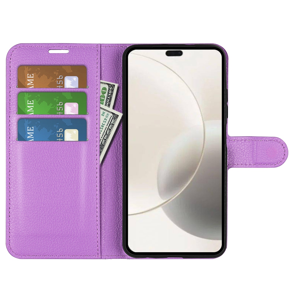 Litchi knížkové pouzdro na Honor 400 Smart 5G/4G/Honor X7d - fialové