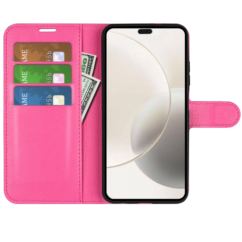 Litchi knížkové pouzdro na Honor 400 Smart 5G/4G/Honor X7d - rose