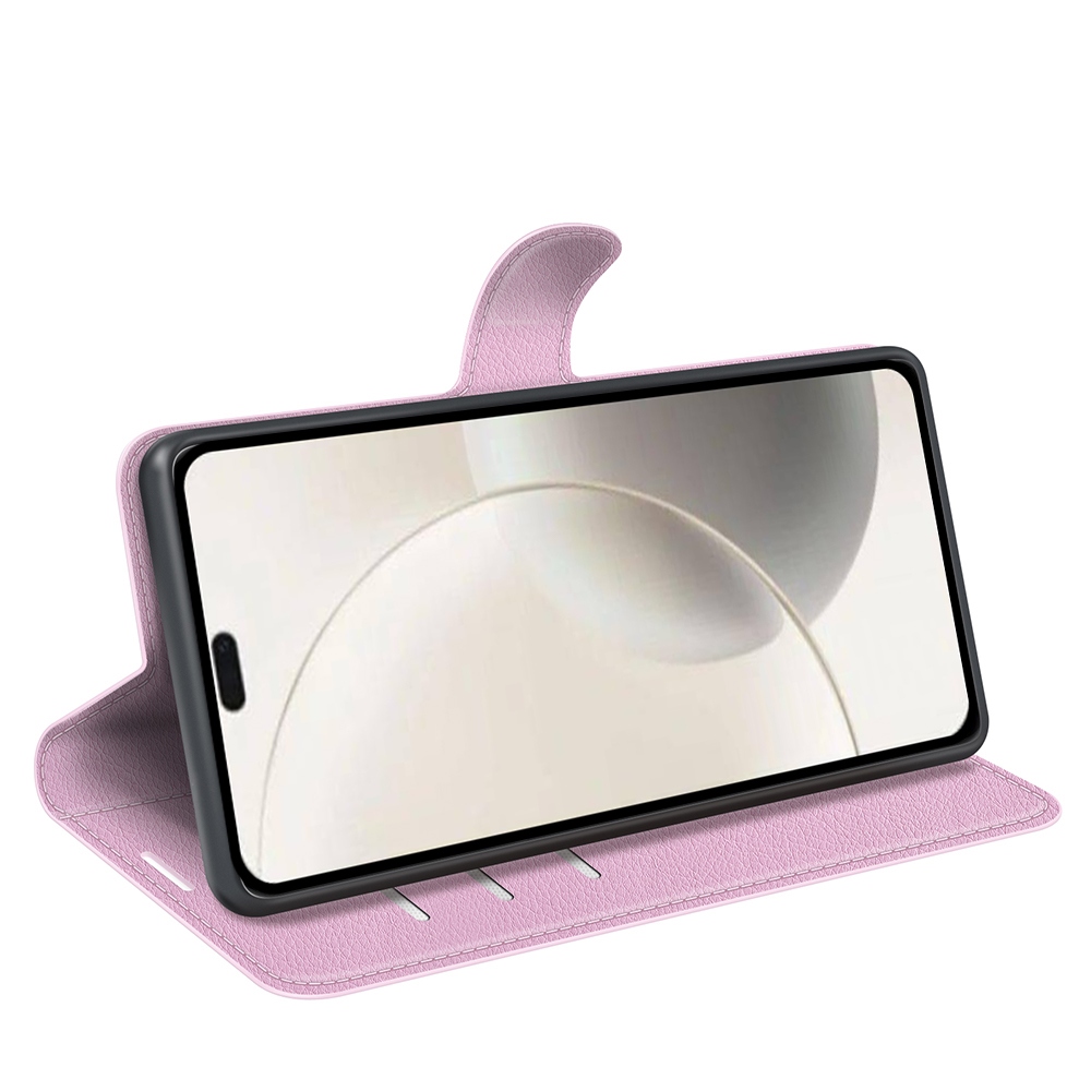 Litchi knížkové pouzdro na Honor 400 Smart 5G/4G/Honor X7d - růžové