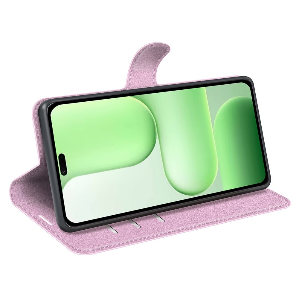 Litchi knížkové pouzdro na Honor 600 Lite 5G - růžové
