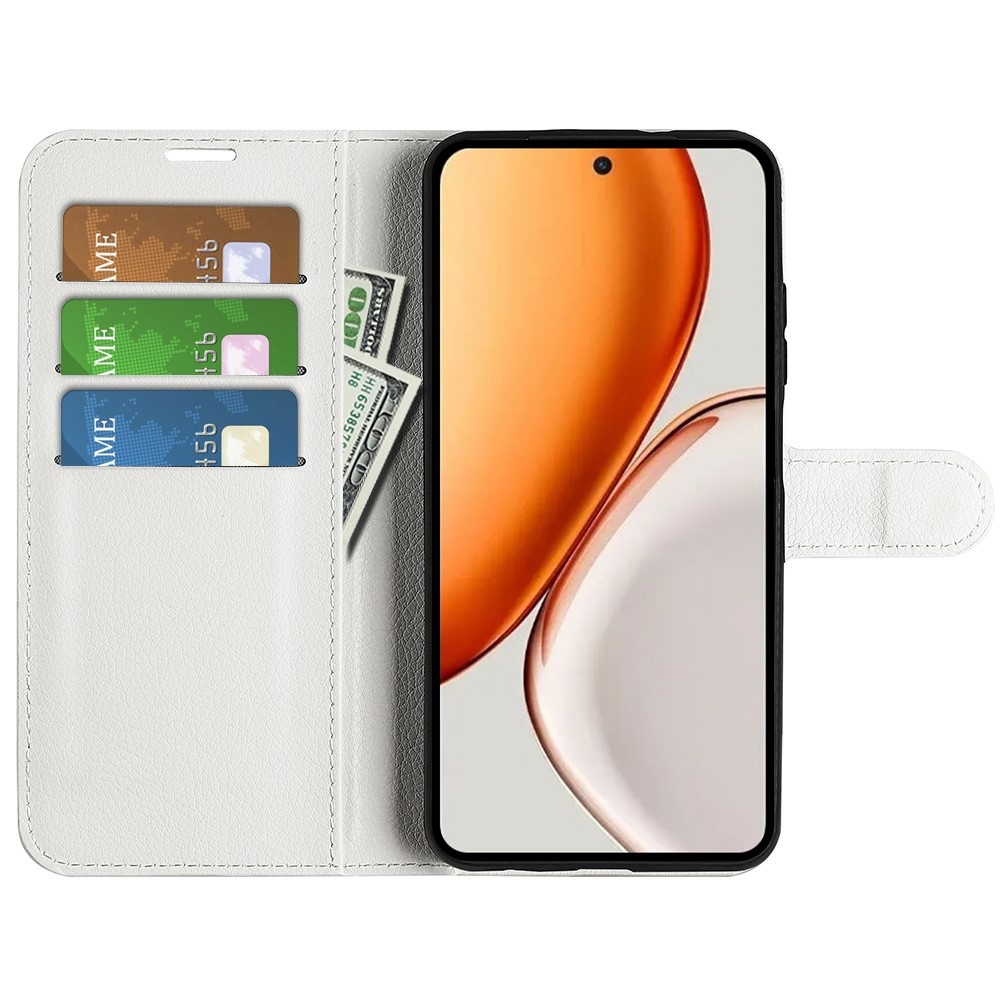 Litchi knížkové pouzdro na Honor Magic 8 Lite 5G - bílé