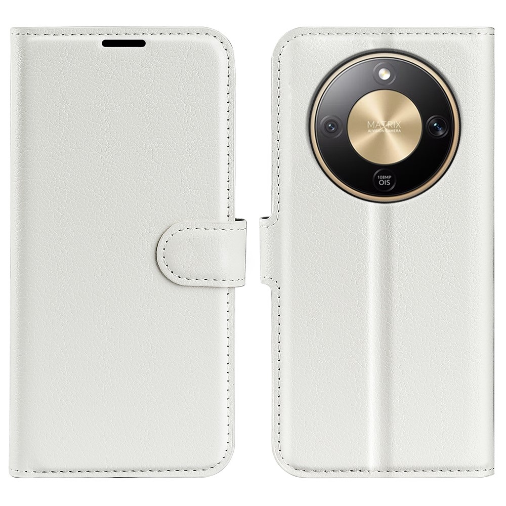 Litchi knížkové pouzdro na Honor Magic 8 Lite 5G - bílé