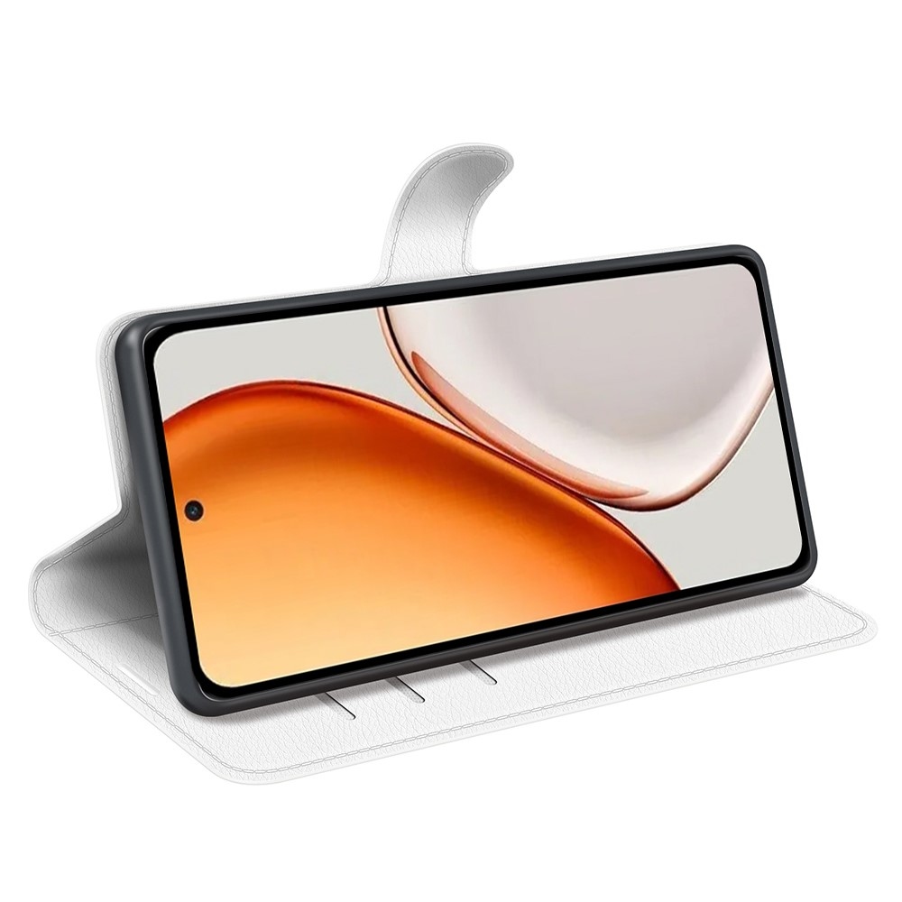 Litchi knížkové pouzdro na Honor Magic 8 Lite 5G - bílé