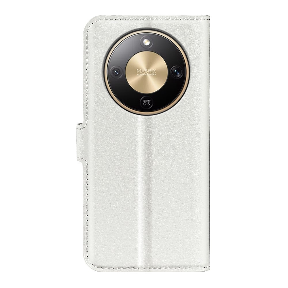 Litchi knížkové pouzdro na Honor Magic 8 Lite 5G - bílé