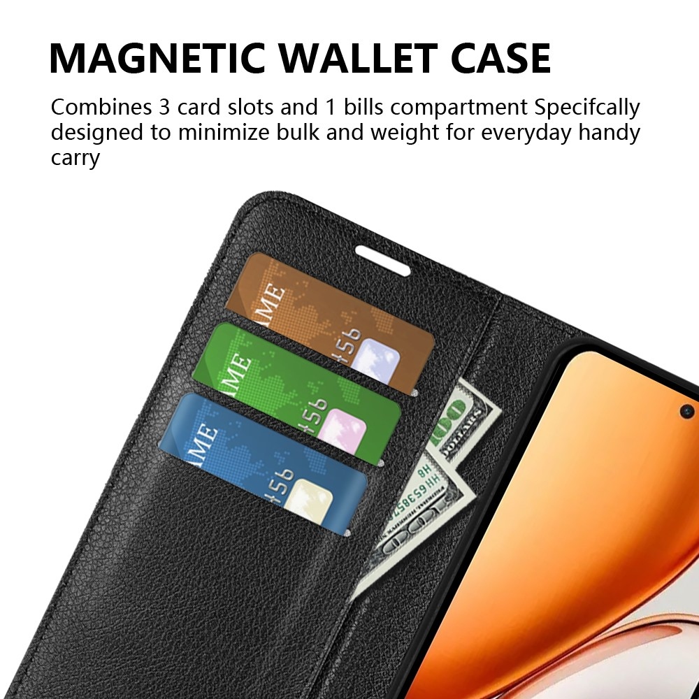 Litchi knížkové pouzdro na Honor Magic 8 Lite 5G - černé