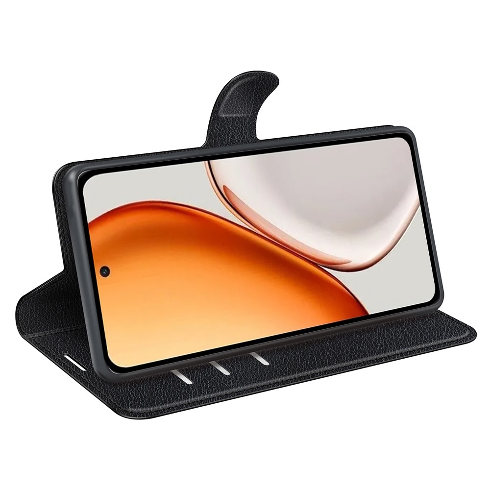 Litchi knížkové pouzdro na Honor Magic 8 Lite 5G - černé