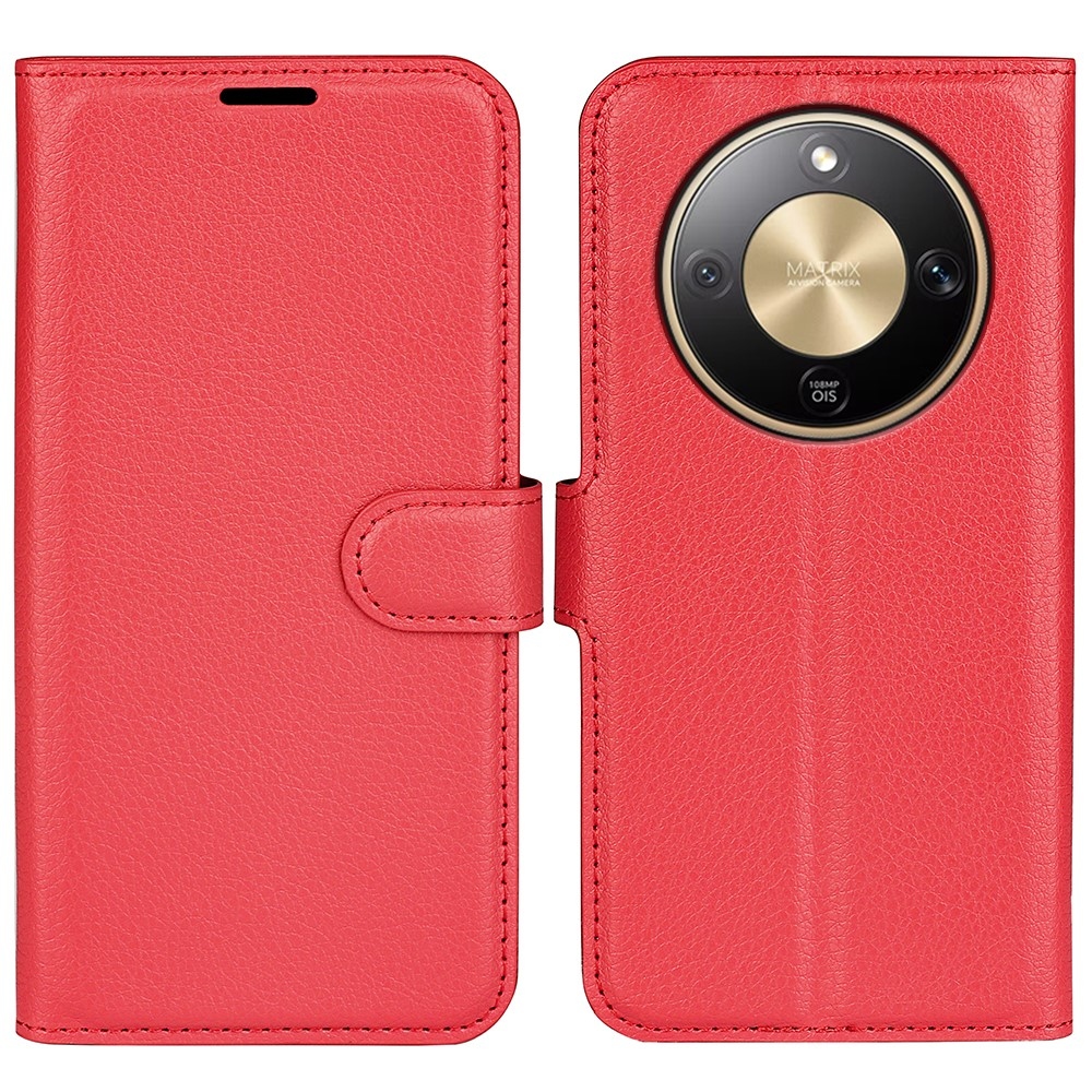 Litchi knížkové pouzdro na Honor Magic 8 Lite 5G - červené