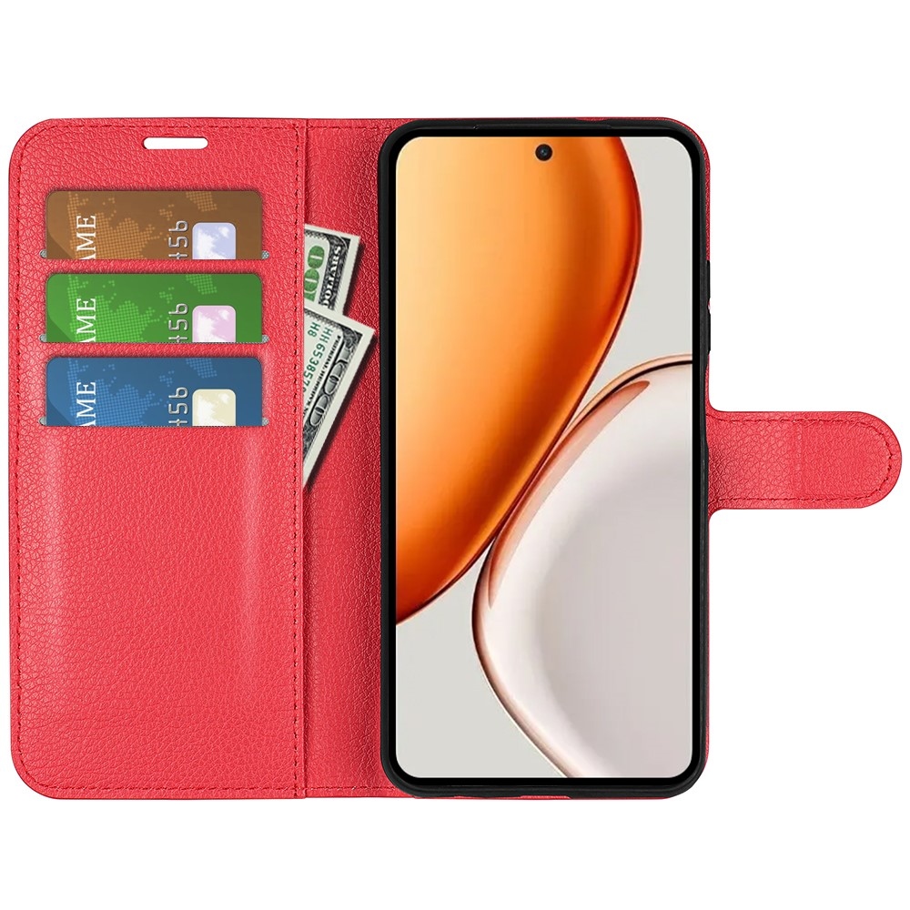 Litchi knížkové pouzdro na Honor Magic 8 Lite 5G - červené