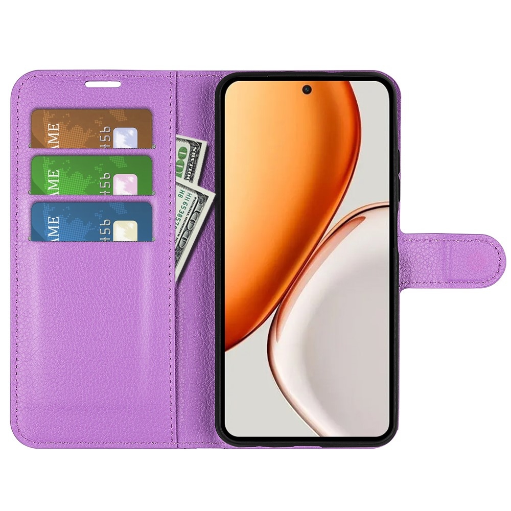 Litchi knížkové pouzdro na Honor Magic 8 Lite 5G - fialové