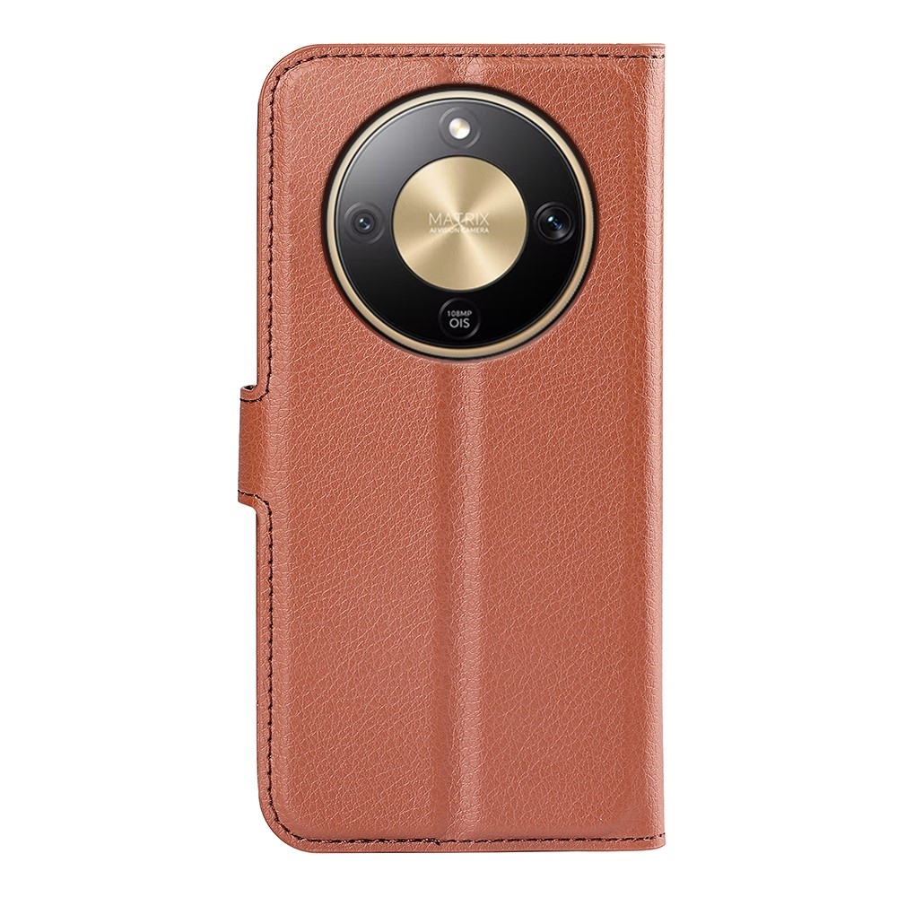 Litchi knížkové pouzdro na Honor Magic 8 Lite 5G - hnědé