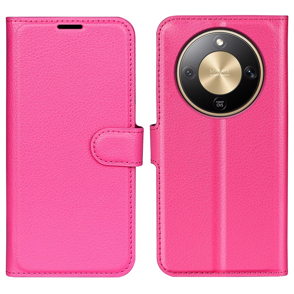 Litchi knížkové pouzdro na Honor Magic 8 Lite 5G - rose