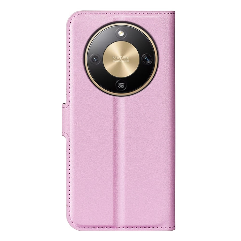 Litchi knížkové pouzdro na Honor Magic 8 Lite 5G - růžové