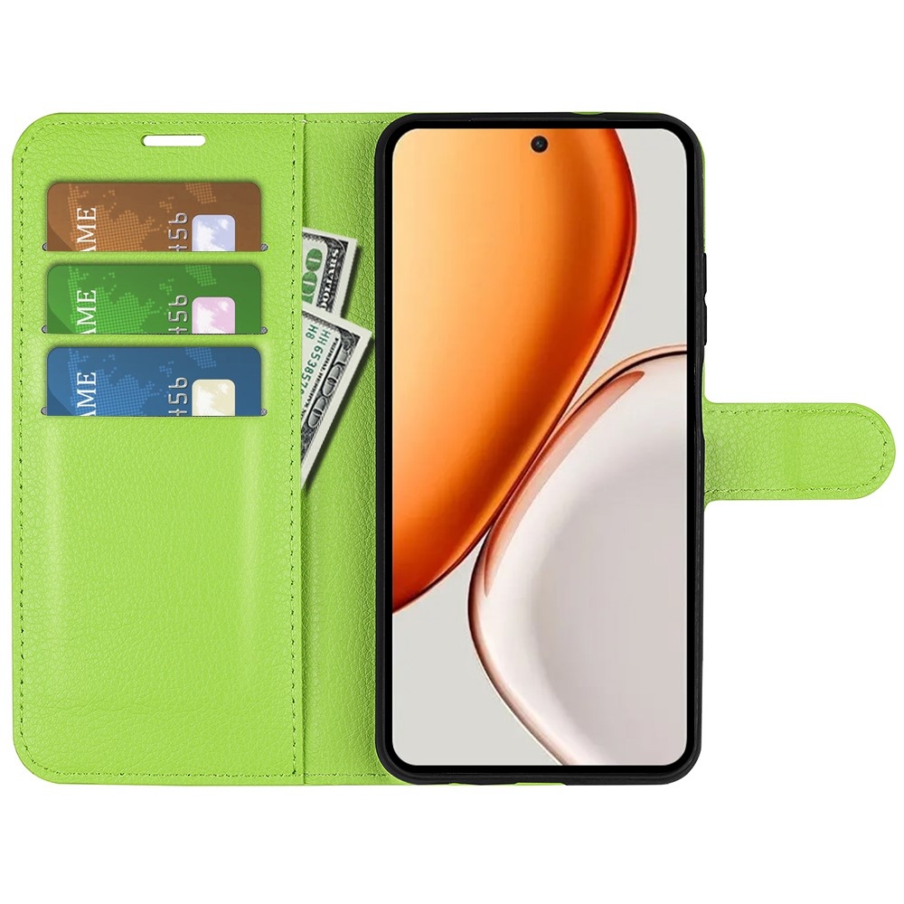 Litchi knížkové pouzdro na Honor Magic 8 Lite 5G - zelené