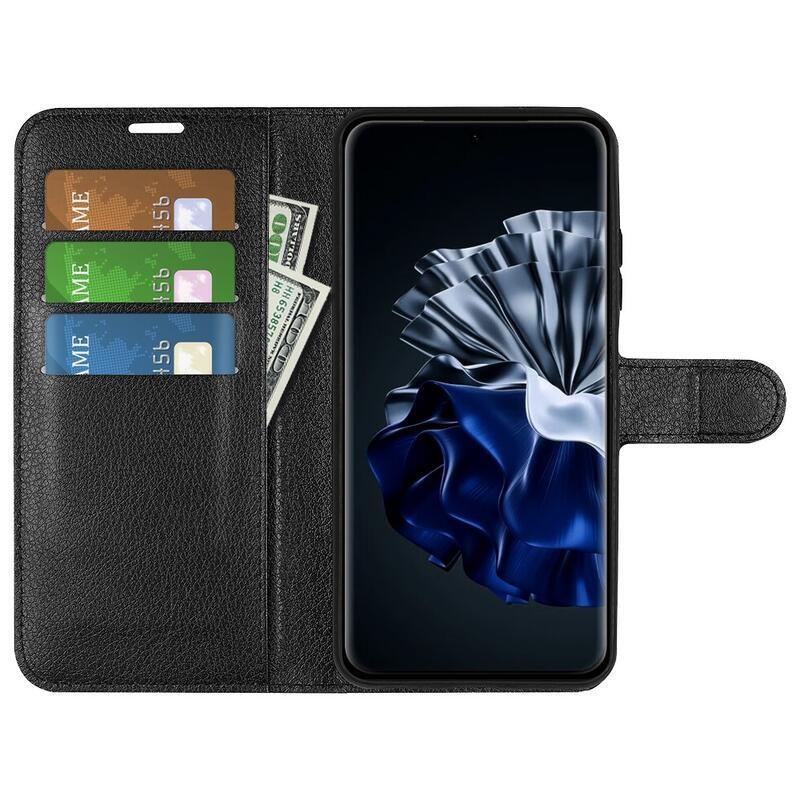 Litchi knížkové pouzdro na Huawei P60 Pro - černé