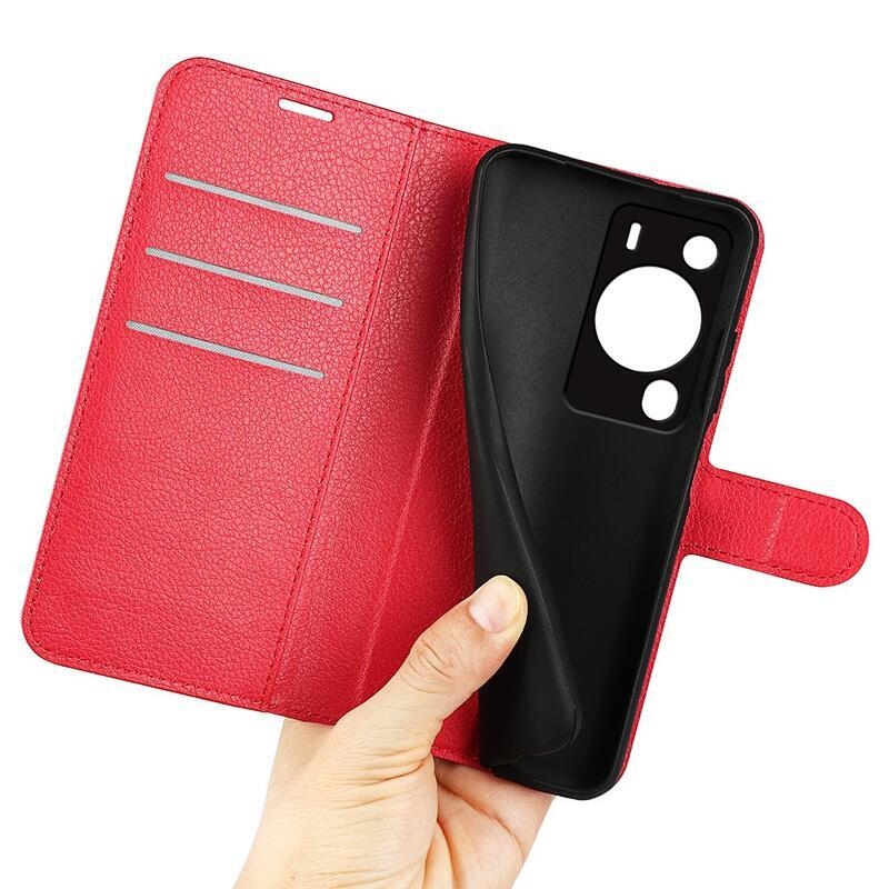Litchi knížkové pouzdro na Huawei P60 Pro - červené